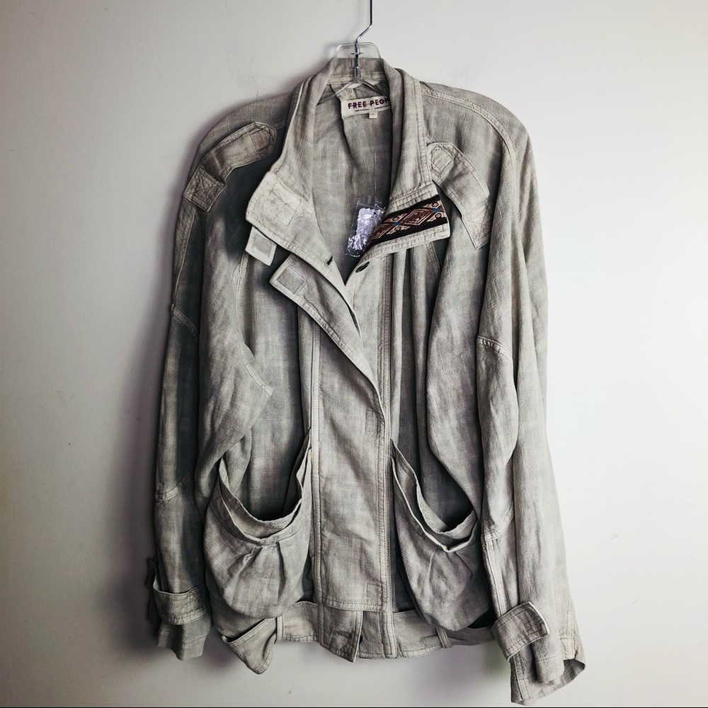 ** SOLD ** SOLD **FREE PEOPLE NWT Bomber Jacket Oatmeal color Size L - Picture 4 of 12